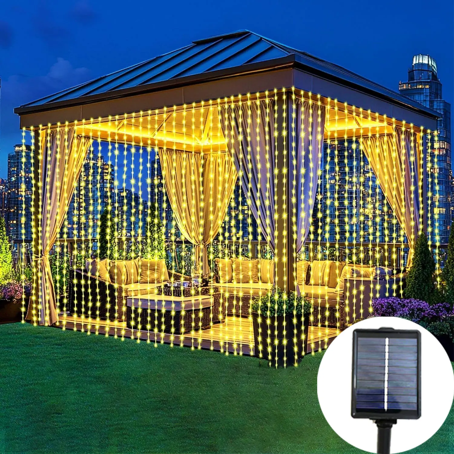 

Silver Wire Outdoor Solar Curtain Fairy Light String Garden Sunmer Home Decoraiton Camping Party Atmosphere Decor Garland Lamp