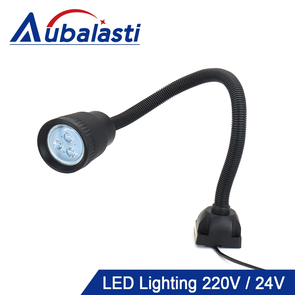 Aubalasti 220V 24V LED Machine Tool Work Light Gooseneck Industrial CNC Engraving Machine Tool Milling Machine Lighting Lamp