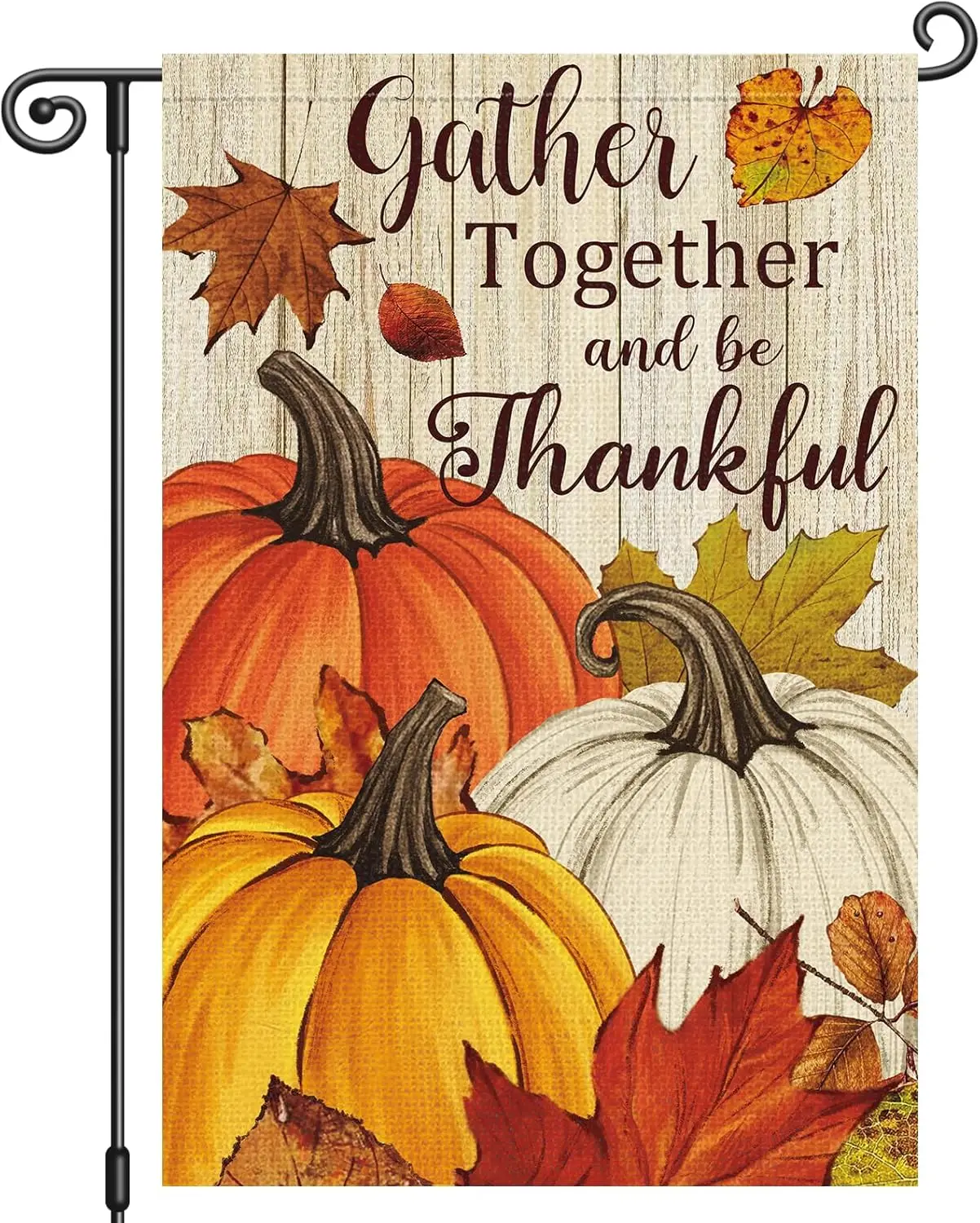 Louise Maelys Fall Thanksgiving Garden Flag Pumpkin Gather Together And Be Thankful 12x18 Inch Double Sided Maple Holiday Se KZA