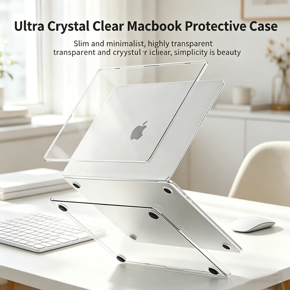 Anti-Scratch MacBook Pro 13.3 Inch Protective Case/Laptop Cover,for MacBook Pro M1M2M3M4M5,Shockproof frosted Clear/Black