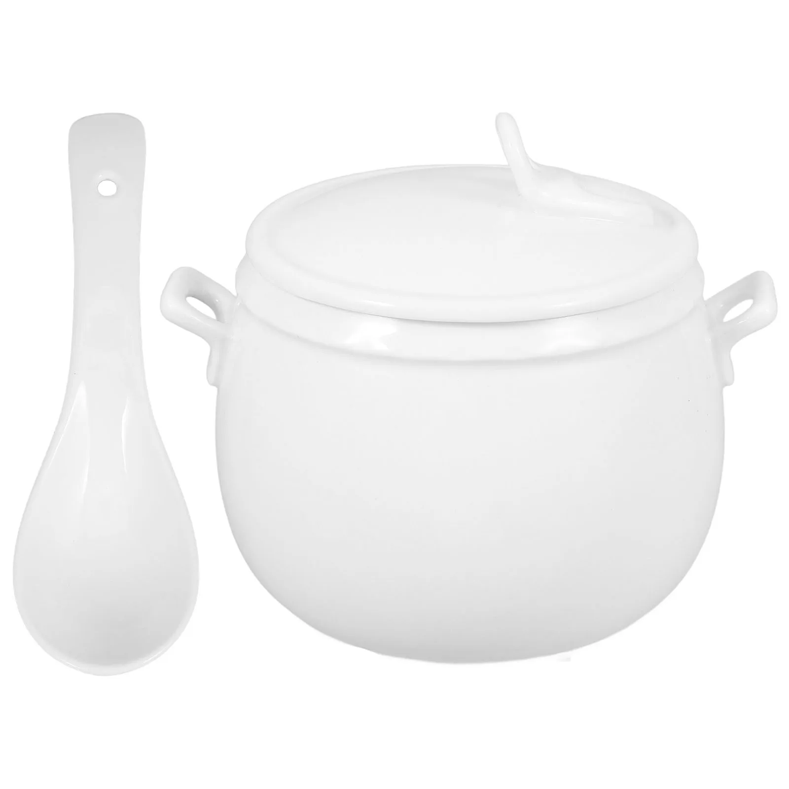 

1Set Ceramic Stew Pot Soup Bowl Mushroom Shape Compact Size Thickened Safe Material Multi Function Kitchen Accessory