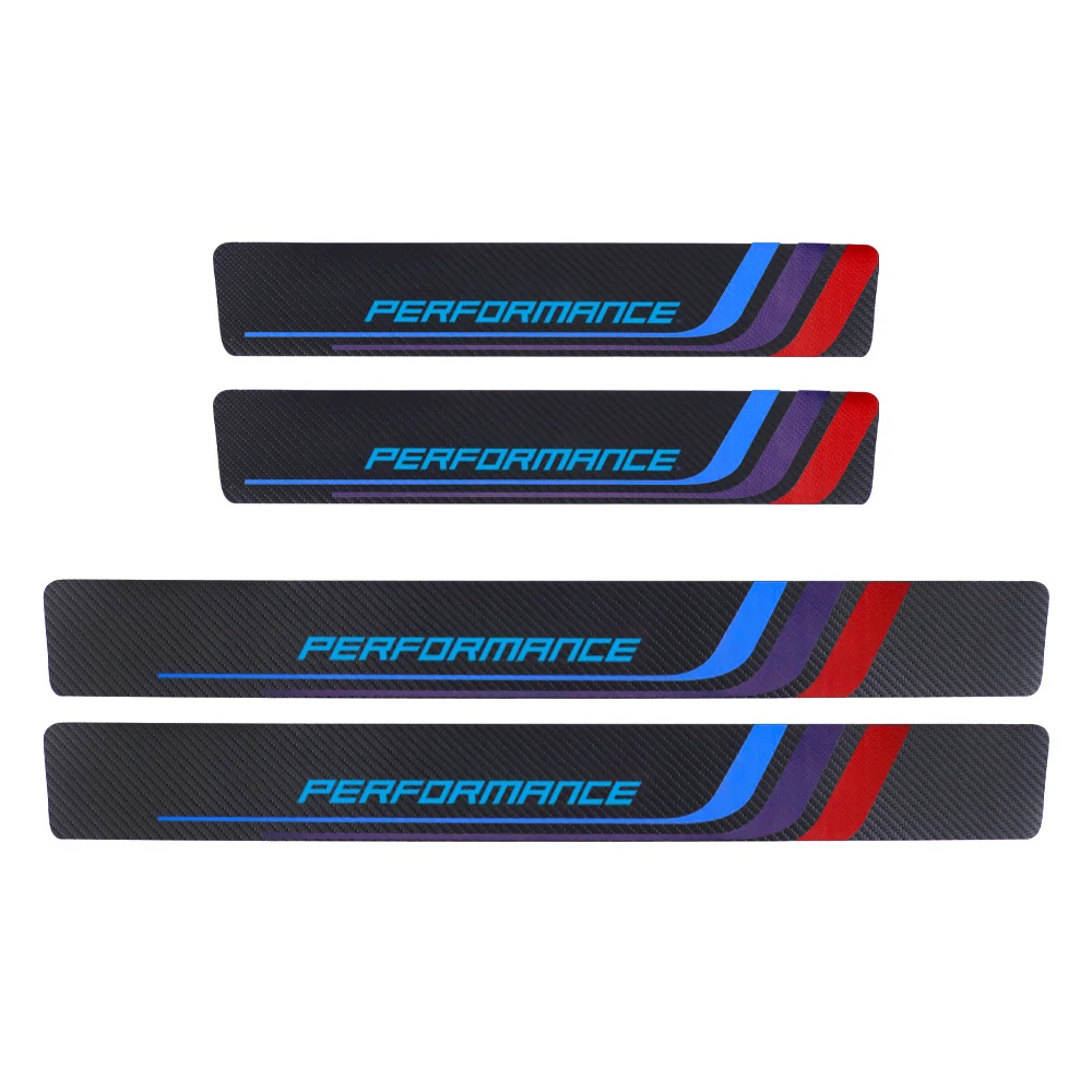 

for Bmw Performance M 1 2 3 4 5 6 7 Series X1 X2 X3 X4 X5 X6 X7 4pcs Carbon Fiber Sill Plate Stickers Guard Decals Car Styling