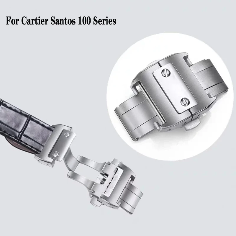 For Cartier Santos 100 Series 18/21mm Watch Buckle 316L Stainless Steel Butterfly Clasp Folding Buckle Metal Watch Buckle