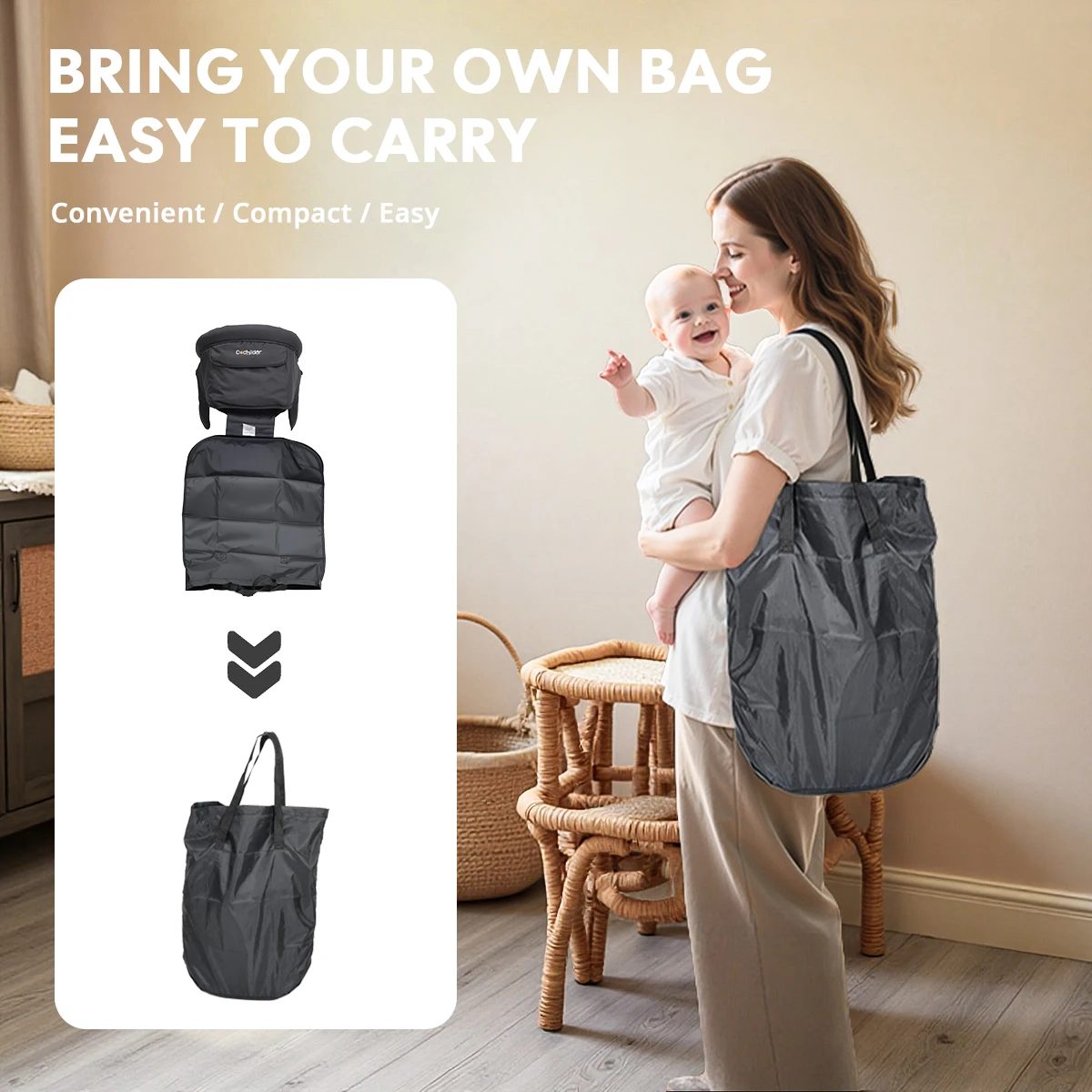 كرسي طعام مع تركيبات ثابتة، وطاولة طعام وكراسي قابلة للطي للأطفال، وكراسي طعام محمولة للتخييم في الهواء الطلق #5