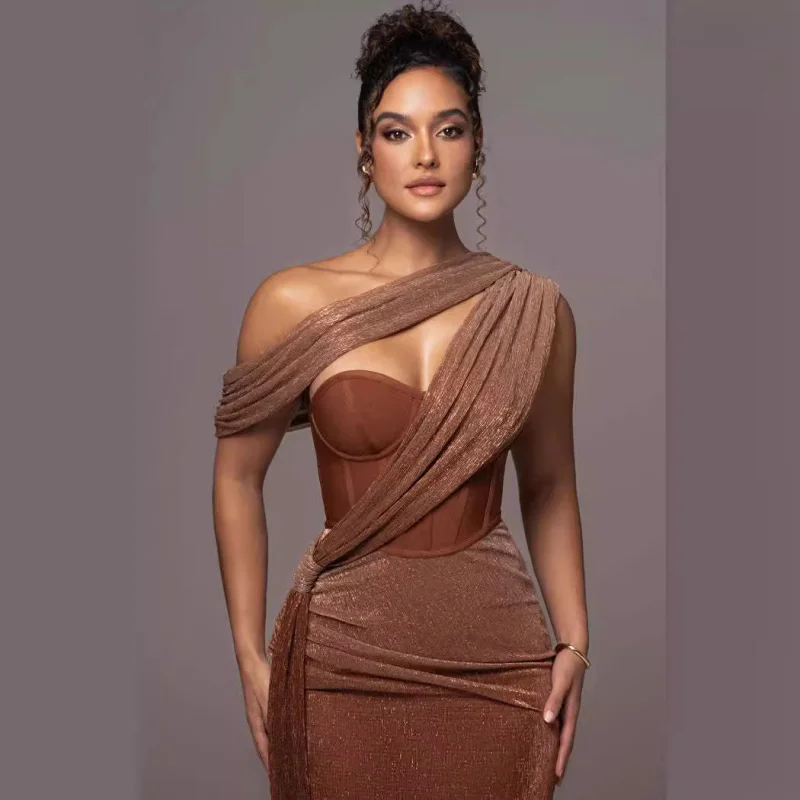 

New European and American Style Fashionable Crossbody Sexy Cutout Slim-Fit Ribbon Design Hip Skirt