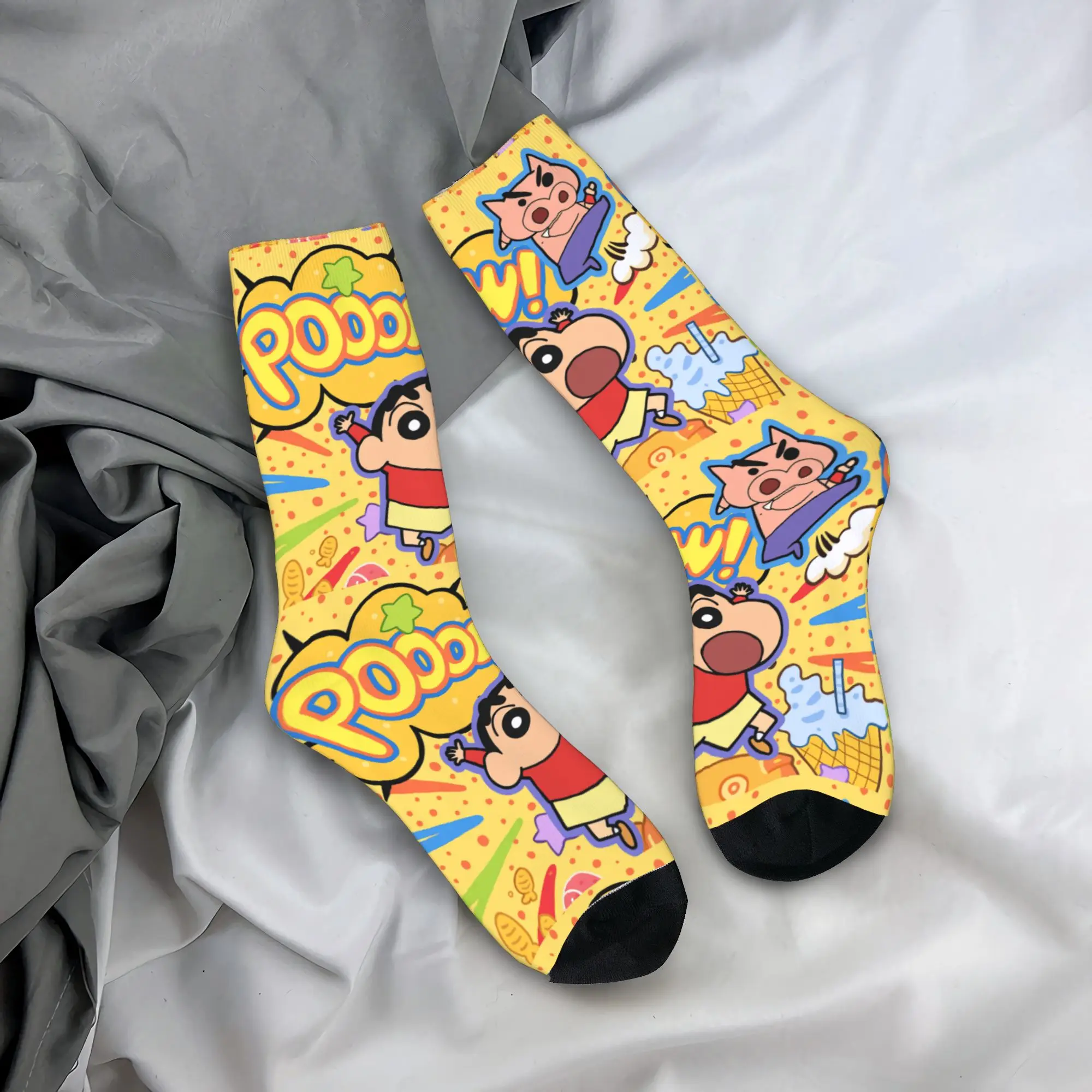 Calcetines para hombre y mujer, medias Crayon Shin-chan, calcetines antideslizantes de alta calidad, calcetines de ciclismo personalizados Vintage de otoño