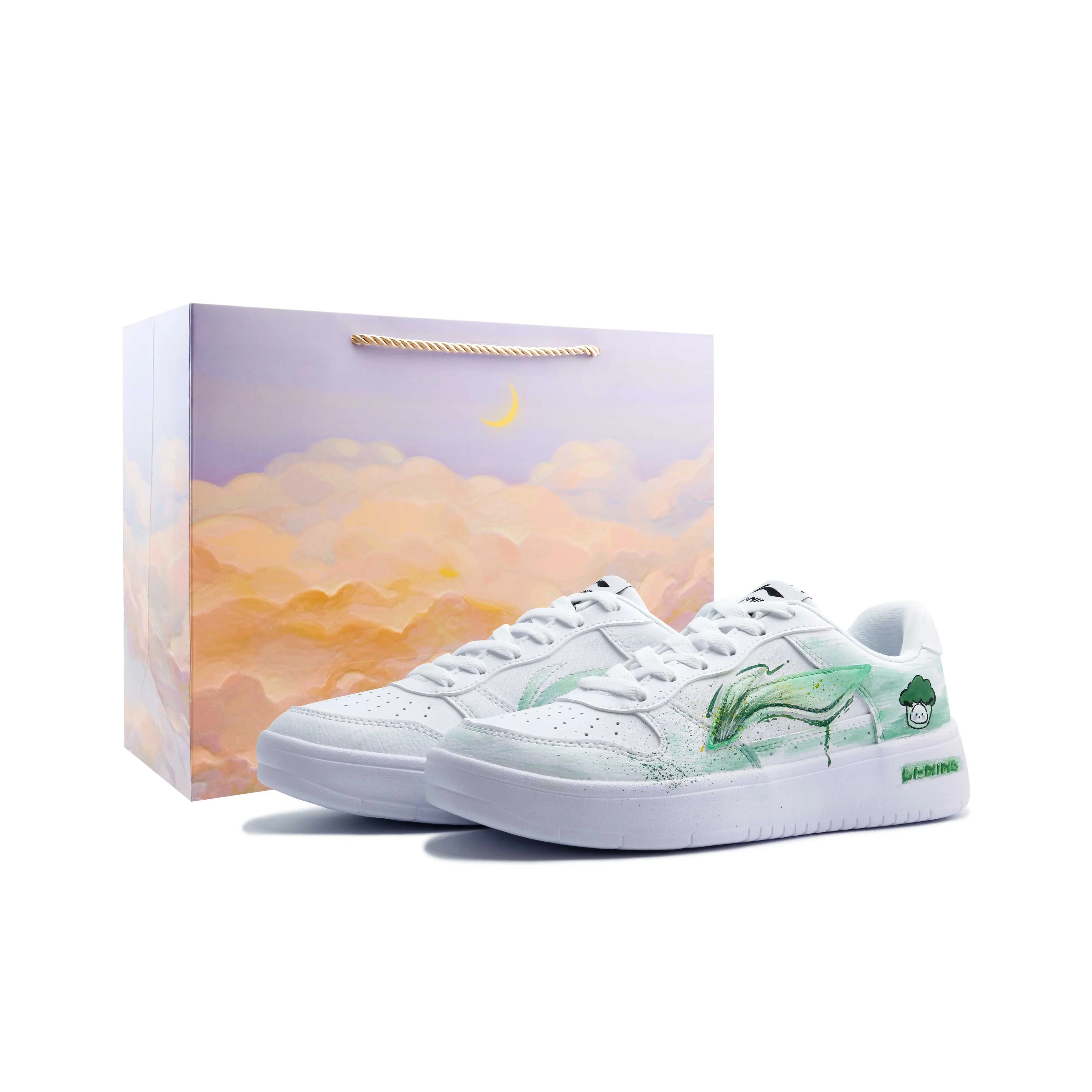 Li Ning Floating Boat Abrasion Resistant, Lightweight, And Breathable Low top Skateboard Shoes Unisex Green AGCS420-6(team-1331)