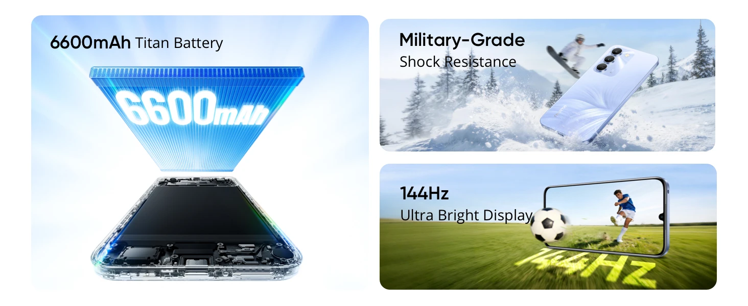 realme C100 5G Smartphone, 6600mAh Titan-Akku, (18+6) GB RAM + 256GB, 144Hz Display, Militärischer Widerstandsschutz, 45W Ladefunktion, AI 50MP Kamera, Dual-SIM Android 16, Blüten-Design – Detail 4