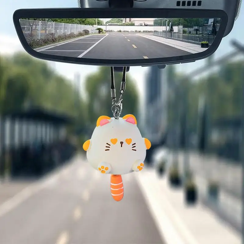 Cat Pendant For Car Auto Interior Kitten Pendant Car Rearview Pendant Decoration Car Hangable Resin Kitten Accessories