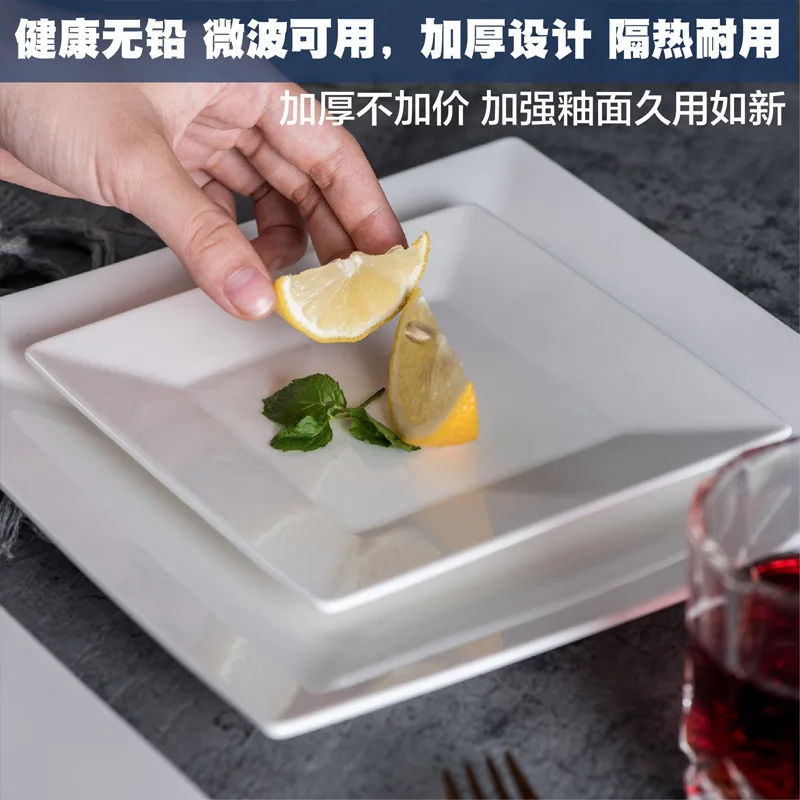 

European style Ceramic Square plate set For home bone china Tableware White dinner plates fish dish hotel tableware sauce boats
