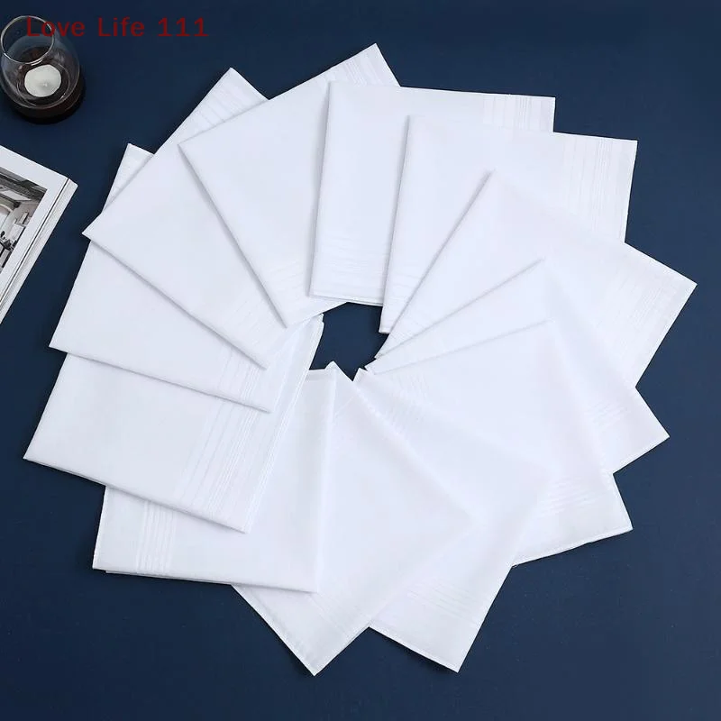 

New 6/12Pcs Men's Pure White Handkerchiefs Women's Plain Handkerchiefs Pure Cotton Handkerchiefs Flap Pocket Pants Scarf