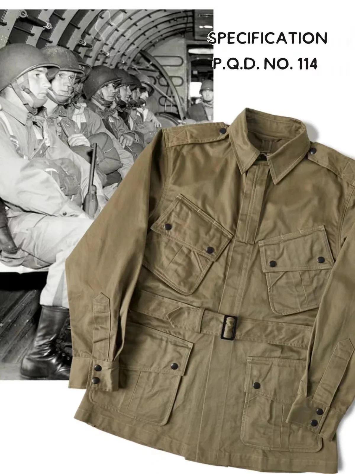 Bronson Airborne Paratrooper M-42 Jump Jacket Vintage Style Safari Coat For Men