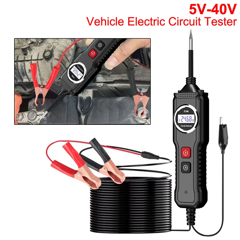 Vehicle Electric Circuit Tester 5V-40V LCD Display Resistance Voltage Tester Automotive Power Probe Kit Electrical System Tester