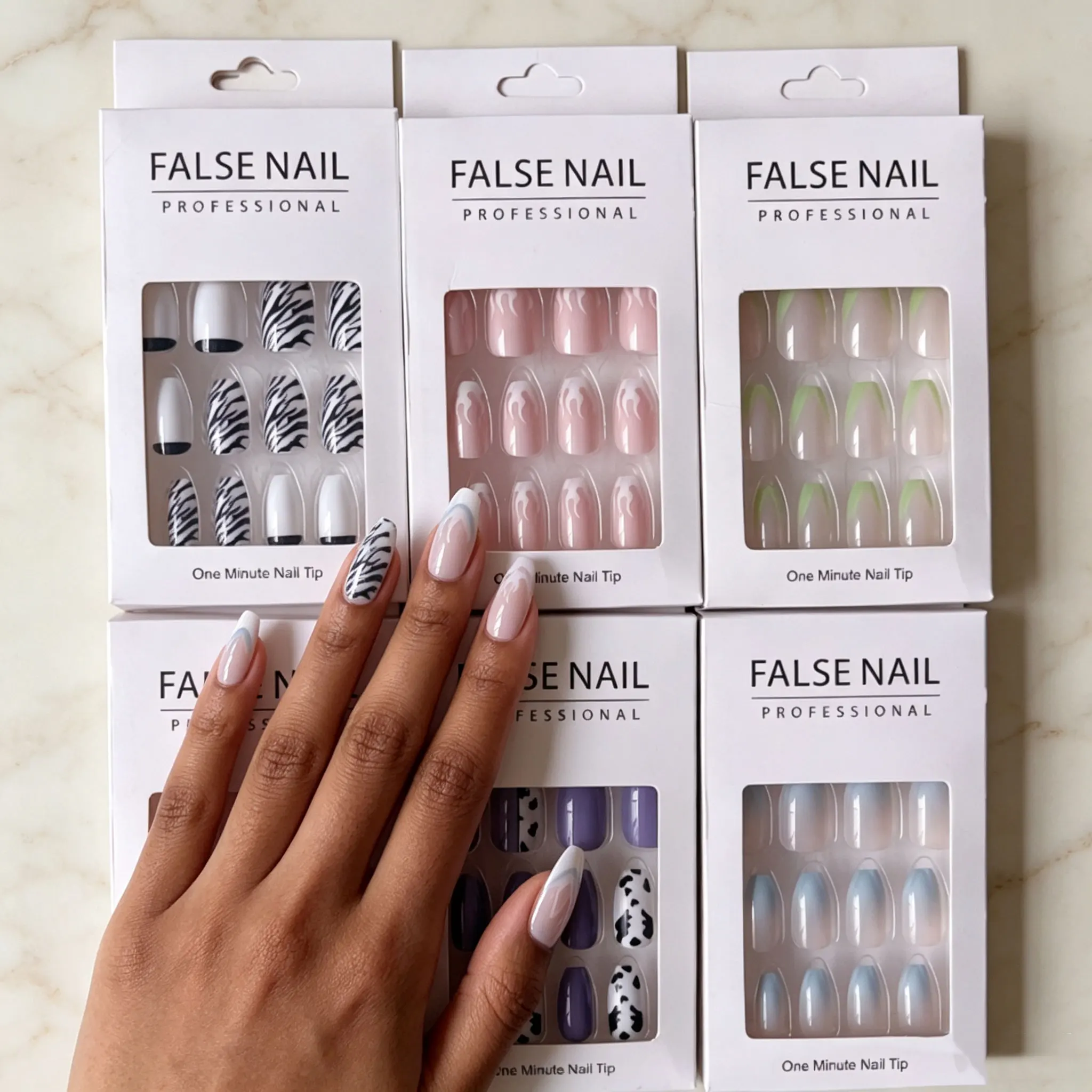 1 Box Random Short Square Press On Nails Fake Nail Tips, Reusable Acrylic Gel Nail False Nails Art DIY Gifts For Women