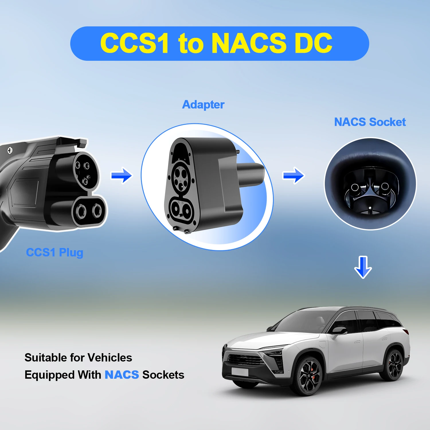 Kolanky EV محول الشحن CCS1 إلى تسلا NACS تيار مستمر محول 300A 1000 فولت ماكس IP 54 شحن سريع في محطة عامة للسيارات الكهربائية #2