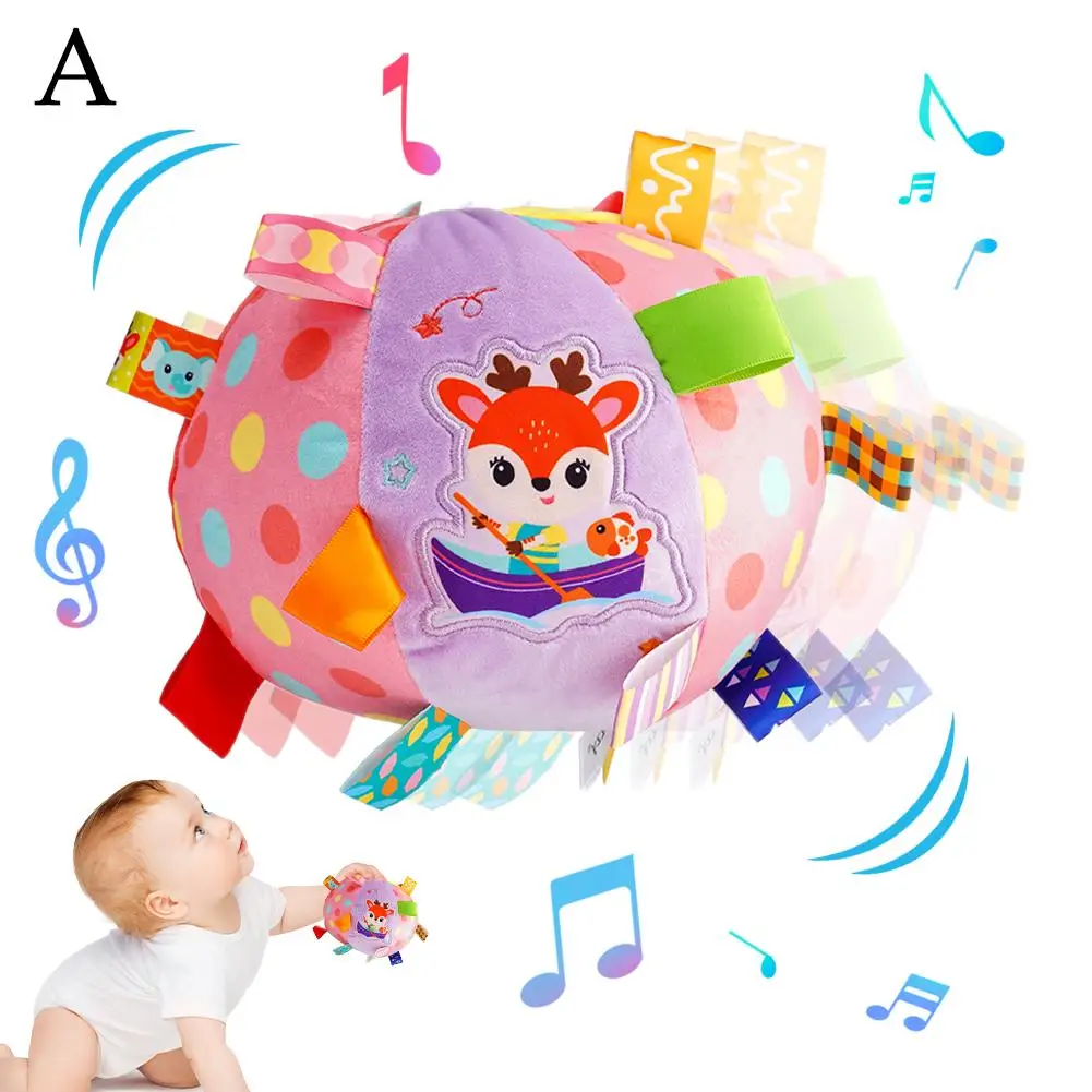 Rattle Ball Exercise Baby Grip Rattles Plush Soothing Hand Ball Puzzle Baby Grasping Category Toys K5j5