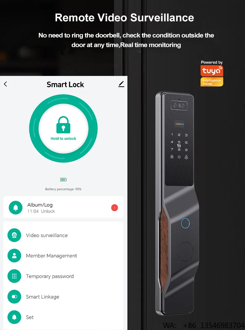 TYSH Ai Tuya Video Intercom Security Fingerprint Card Unlocking 3D Face Recognition Smart Home Camera Door Lock 9 Languages