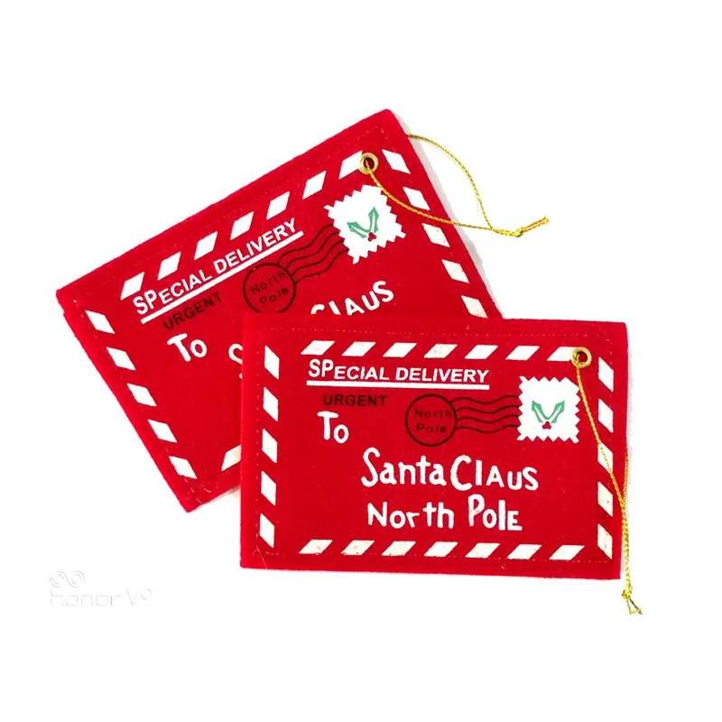 100pcs Santa Claus Christmas Letter Envelope Pendant Tree Accessories Xmas Decoration Small Gift Candy Bags Home Decor Navidad