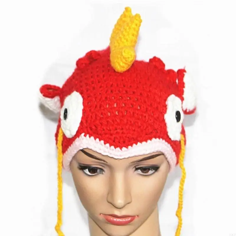 الكبار الاطفال اليدوية الكروشيه قبعة صغيرة محبوكة قبعة مضحك اللون ذهبية الكارب الحيوان مطاطا بسط قبعة الجمجمة تأثيري حفلة