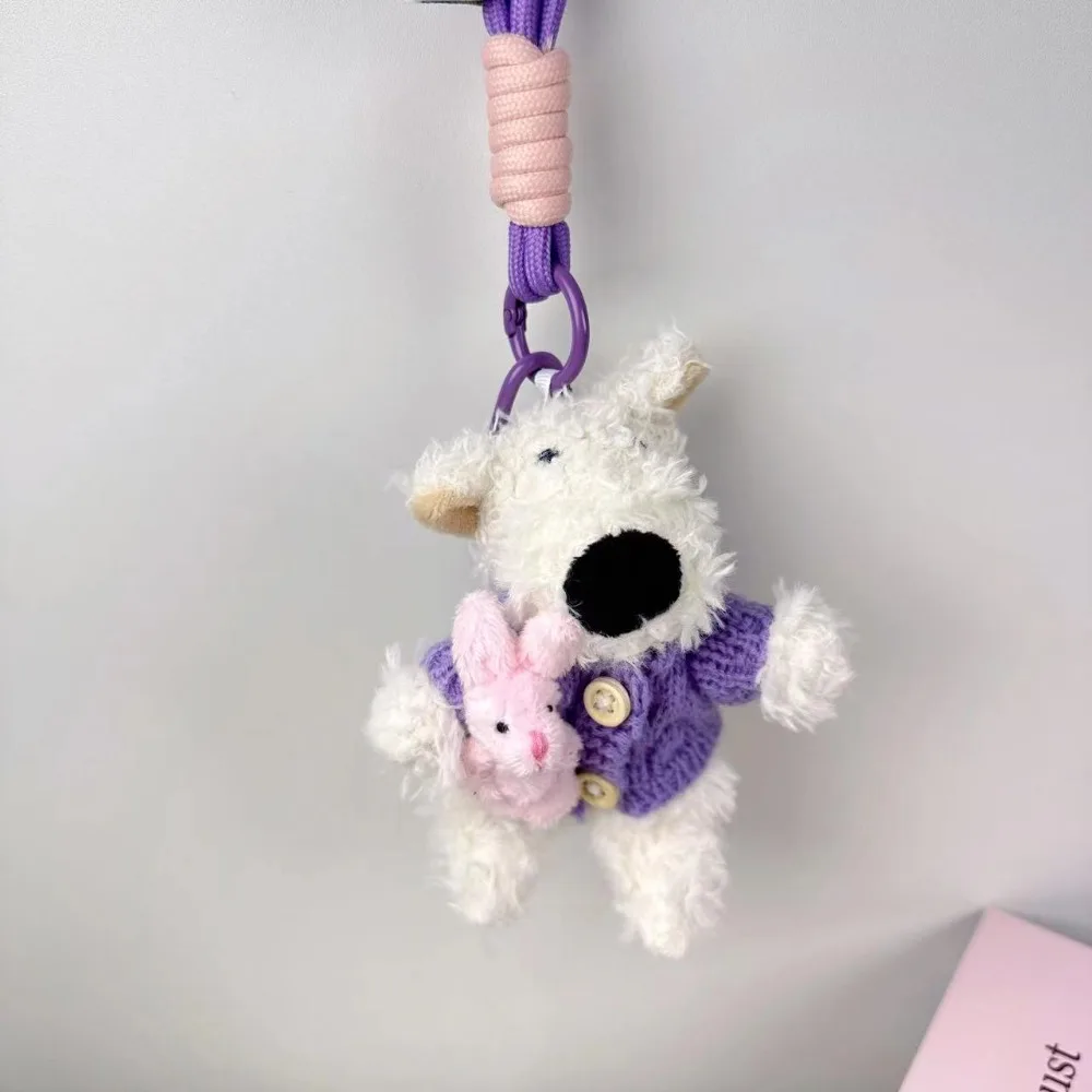 Stuffed Plush Dog Dolls Keychain Car Pendant Cartoon Animal Small Dog Doll Keyrings Cute Plush Furry Puppy Key Chain