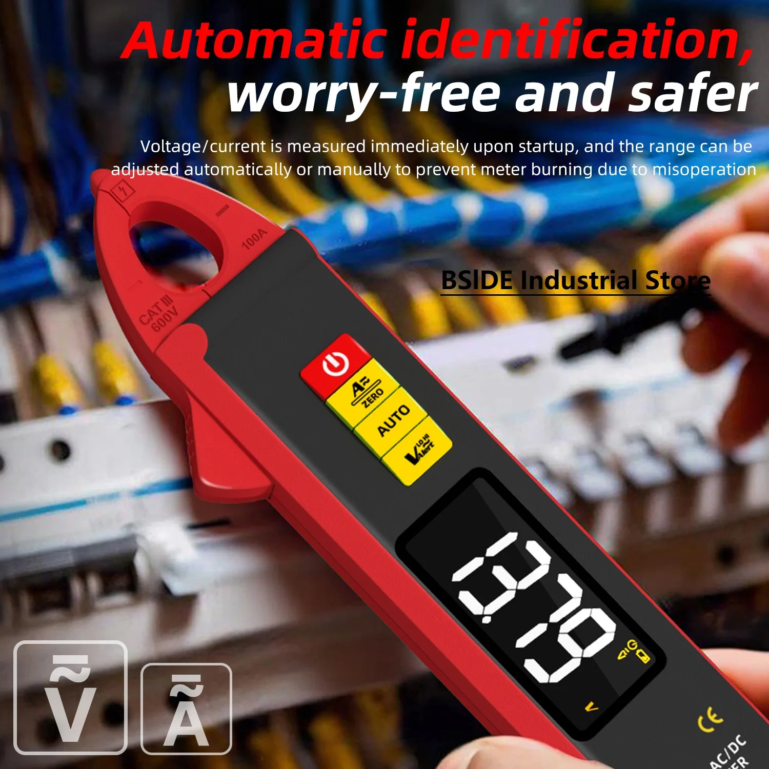 BSIDE  Digital Clamp Meter 1mA High-Precision Ammeter Pliers True RMS DC AC Current Car Repair Electrical Temp Tester Multimeter
