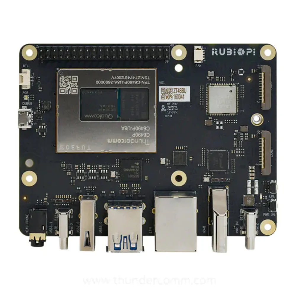 لوحة تطوير RUBIK Pi 3 مع عملية Qualcomm Dragonwing QCS6490 6nm من الدرجة الصناعية مفتوحة المصدر Android 13 Linux/Ubuntu