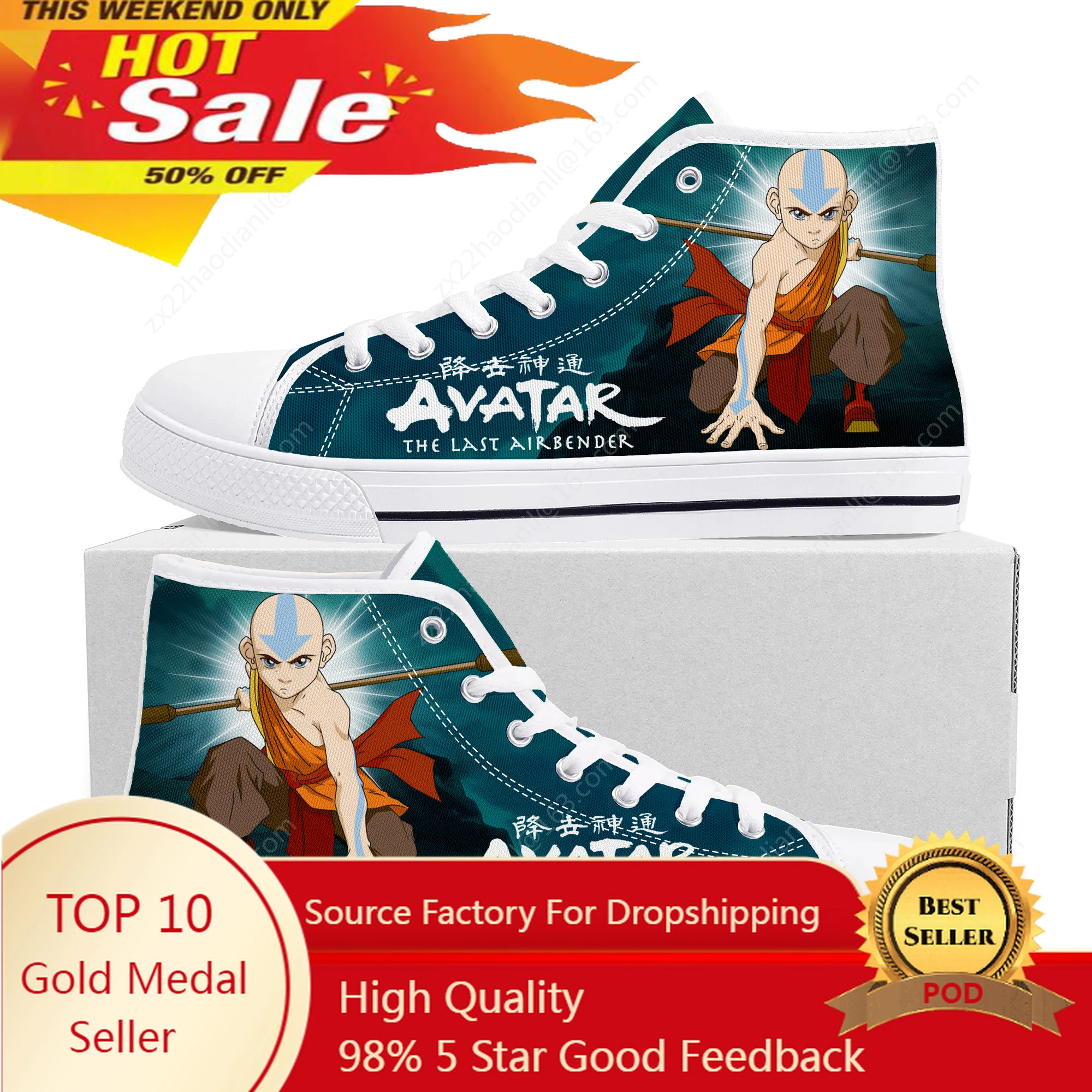 

Hot Avatar The Last Airbender High Top Sneakers High Quality Mens Womens Teenager Canvas Sneaker Casual Couple Shoes Custom Shoe