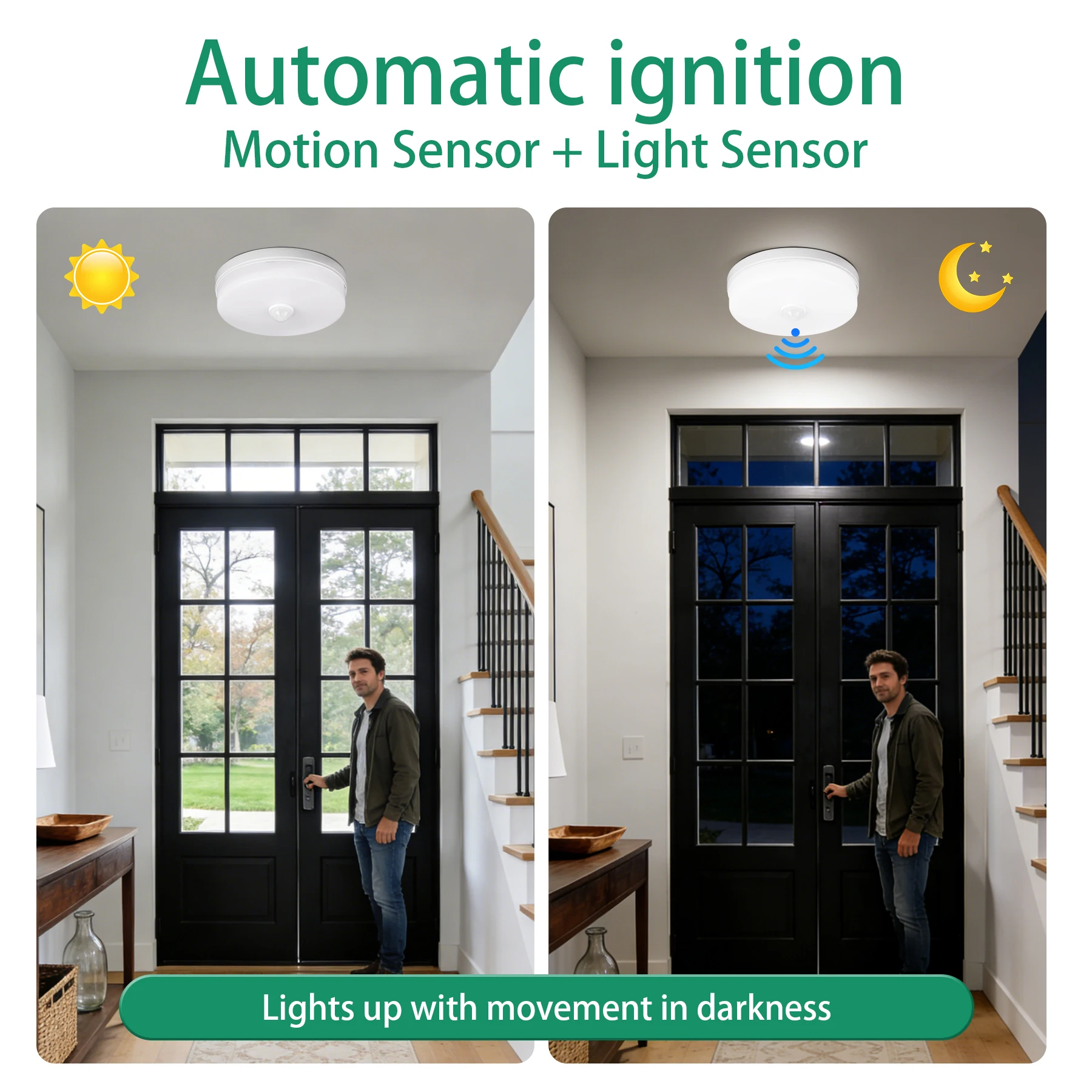 Led Ceiling Lamps Motion Sensor Led Ceiling Lights Smart Night Lamp IP44 Waterproof Home Lighting For Entrance Balcony Corridor