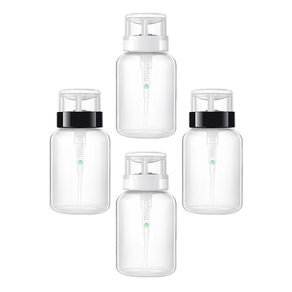4 Stück Nagellackentferner-Flaschen, Pumpspender, perfekt für Nagelkunst, Make-up, Flüssigkeitsaufbewahrung, effiziente Abgabe Nr