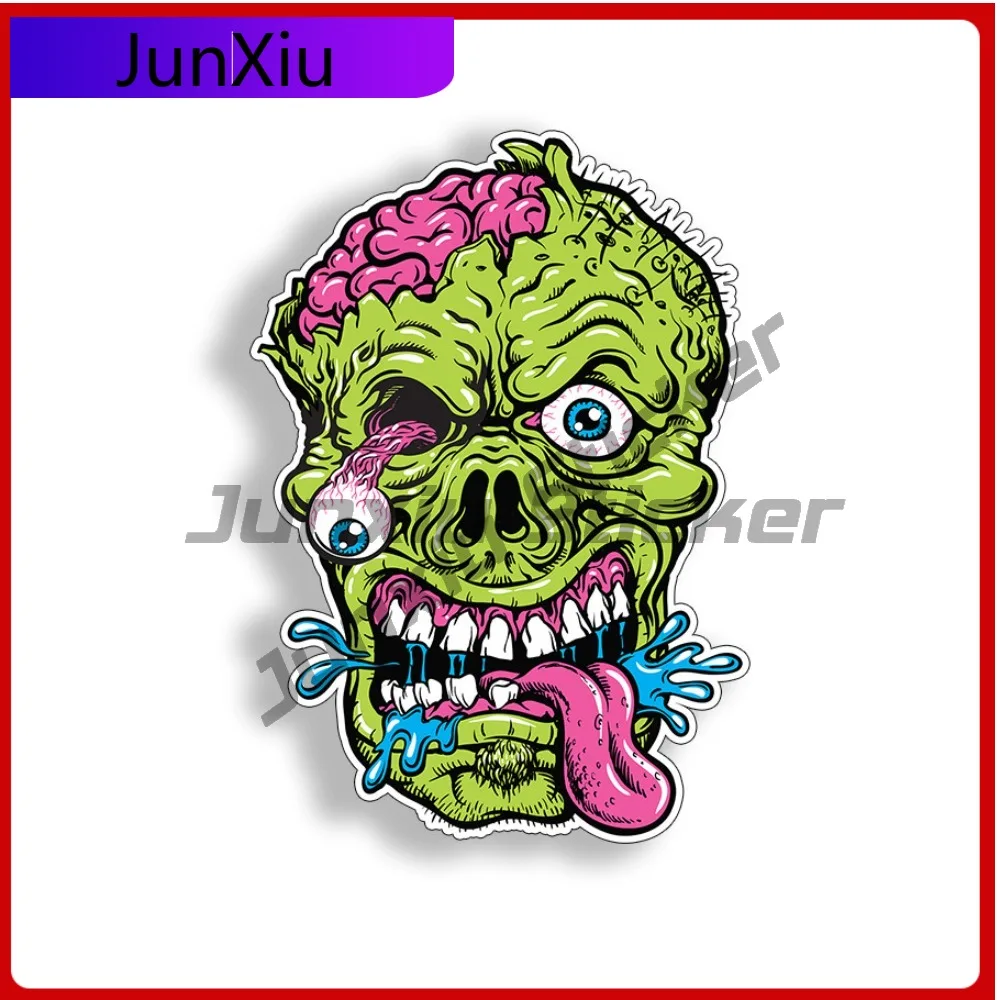 

Zombie Skull Sticker Brain Cup Cooler Graphic Decal JDM Cool Waterproof Vinyl Accessory Car Laptop Window Bumper