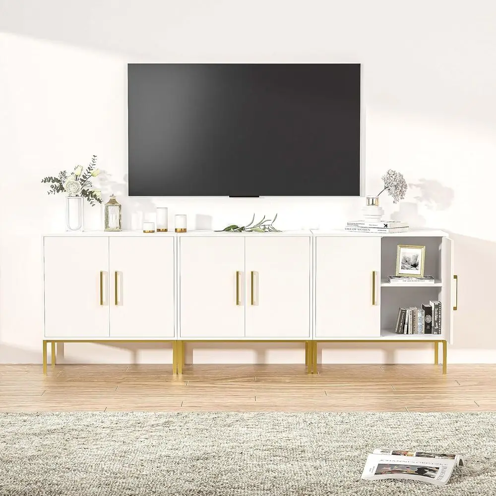 

85 TV Stand: Wooden Entertainment Center with Storage, Black TV Cabinet for Living & Bedroom