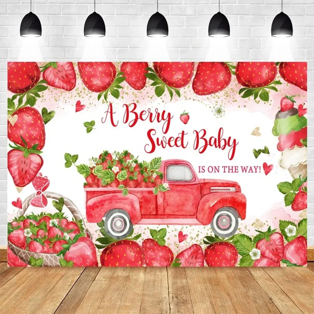 Süße Erdbeere Thema Foto Hintergrund Kinder 1. Geburtstag Party Dekor Banner Wassermelone Obst Neugeborene Baby Dusche Foto Hintergrund