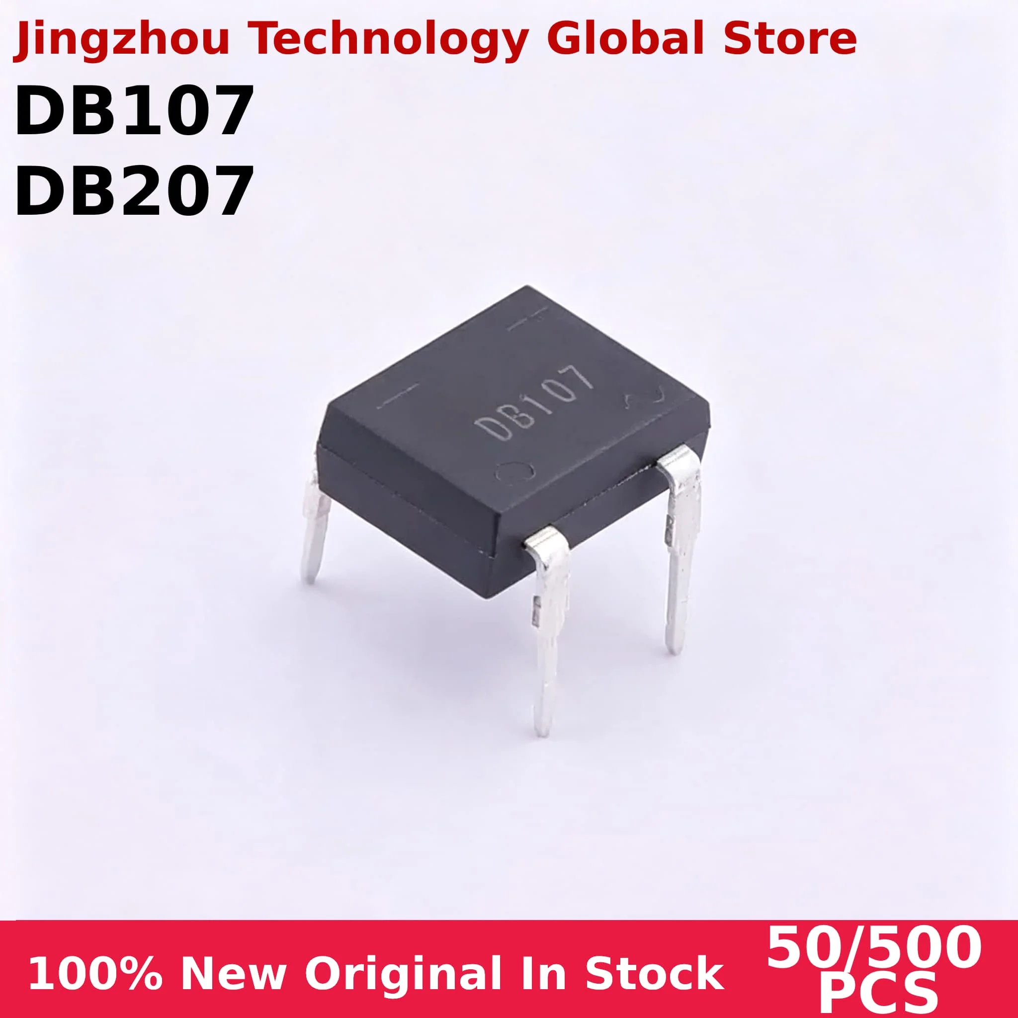 100% New 50/500PCS DB107 DB207 Bridge Rectifiers 1A 2A 1000V Chip Wholesale