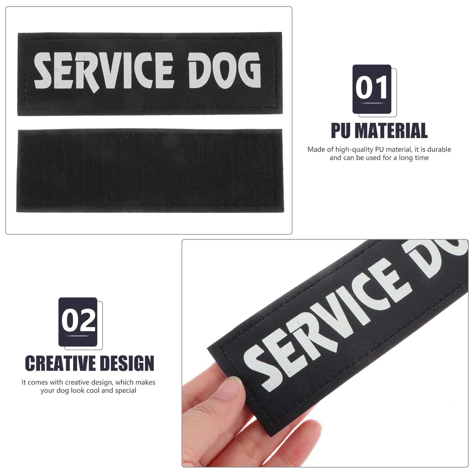 

2pcs Harness Patches Reflective Dog Vest Stickers Self-Adhesive Removable Pet Chest Strap Patch For Service Dog Accessories