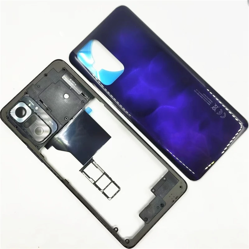 Full Housing For Xiaomi Redmi Note 10 Pro 4G M2101K6G Middle Frame+Battery Back Cover+Sim Card Tray Rear Door Cover