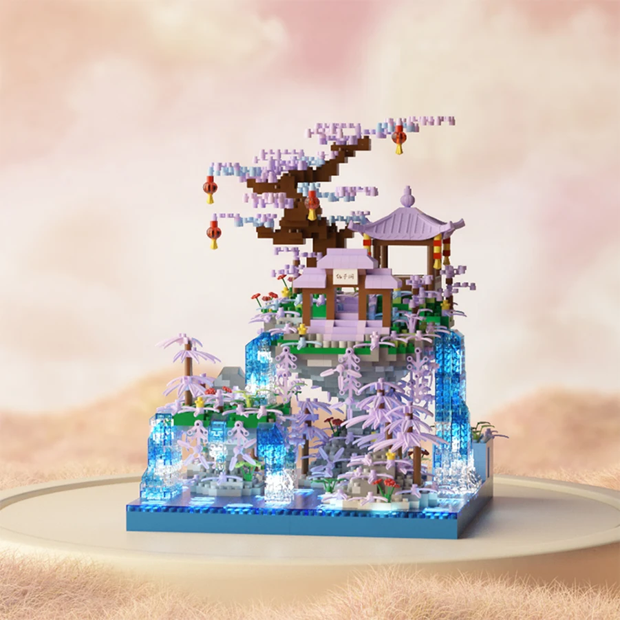 Fairy Pavilion Microparticle Building Blocks Chinese Style Architectural Desktop Decoration Puzzle Assembly Toy Building Blocks