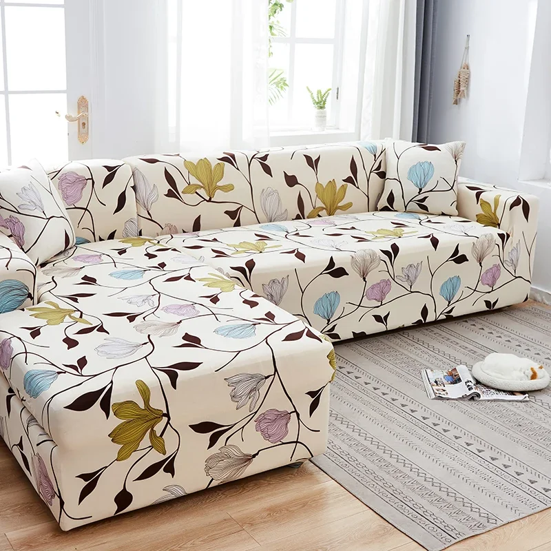 New Style Printed L Shape Sofa Covers for Living Room Sofa Protector Anti-Dust Elastic Stretch Covers for Corner Sofa Cover