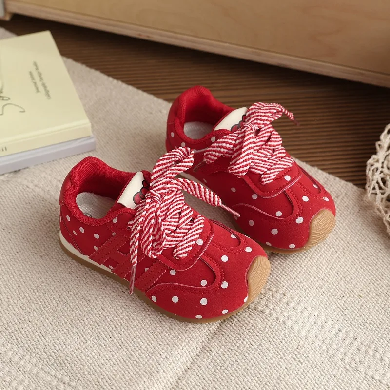 2026 Spring Fashion Children's Sports and Leisure Shoes Korean New Cute Bow Decoration Comfortable Soft Bottom Sports Shoes