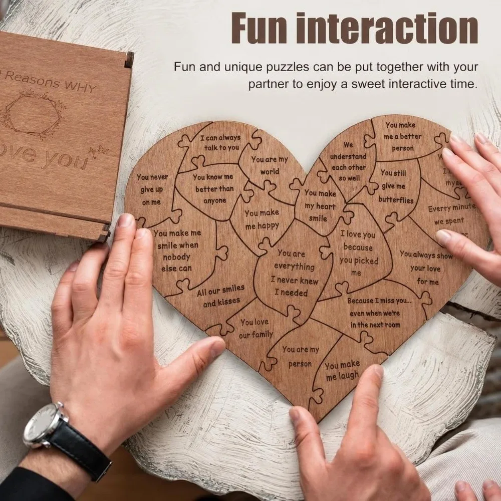 Wooden Material Wooden Heart Puzzle Interactive Design Puzzle Box Style Heart Puzzle Box Heart Shape Romantic Gift Puzzle