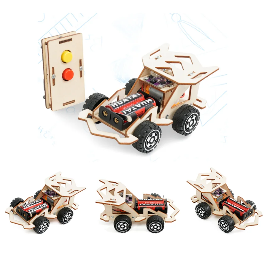 DIY Radio Control Racing Car STEM Toys Technology Science Experimental Tool Kit Learning Education Wooden Puzzle Games for Kids