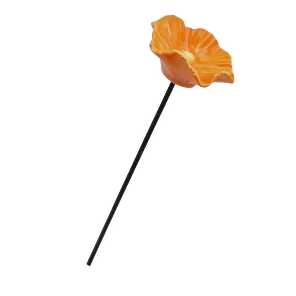 For Butterfly Gardens Red Flower Bird Bath Stake Flower Garden Decoration Vibrant Color Set Shallow Bowl Design