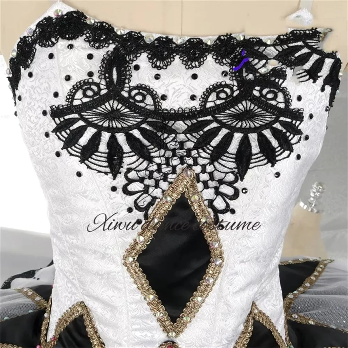 Customized white million clown variation ballet performance costume