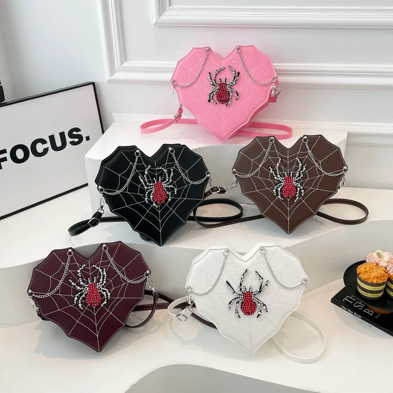 

2026 New Niche Special-shaped Bag Sweet Girl Cool Spicy Style Love Messenger Bag Personalized Dark Spider Web Shoulder Bag