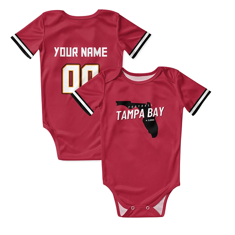 Personalizzato Red Baby pagliaccetto American Football Fans Infant Wear tuta neonato vestiti sublimazione Blanks tuta da Rugby tuta