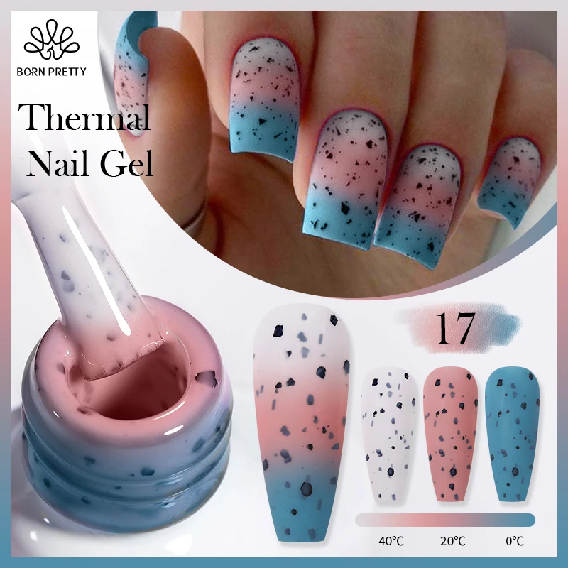 BORN PRETTY 10ml Eggshell Thermal Gel Nail Polish 3 Layers Color changing Varnis Semi Permanent Glitter Sequins Soak Off Gel