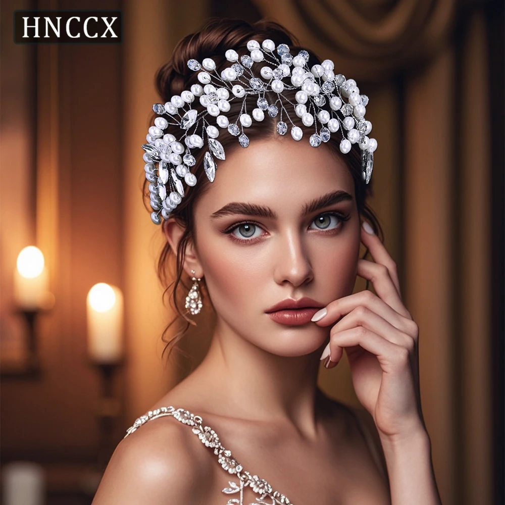 

HNCCX Bridal Crystal Headwear Wedding Women's Elegant Pearl Hair Band Accessories Bridesmaid Party Handmade Headbands CP795