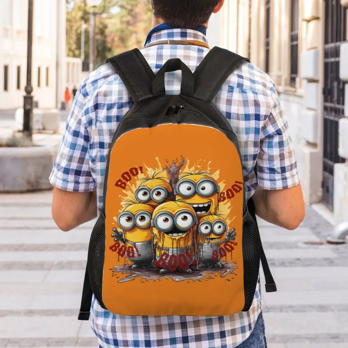 Aangepaste Minions Halloween BOO laptoprugzak dames heren casual boekentas voor schoolstudenten tassen