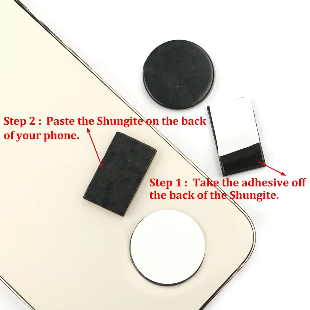 Shungita for Mobile Phone Stickers Natural Square Round Mini 25mm Black Shungite Plate Cleansing Energy Healing Crystal Gemstone