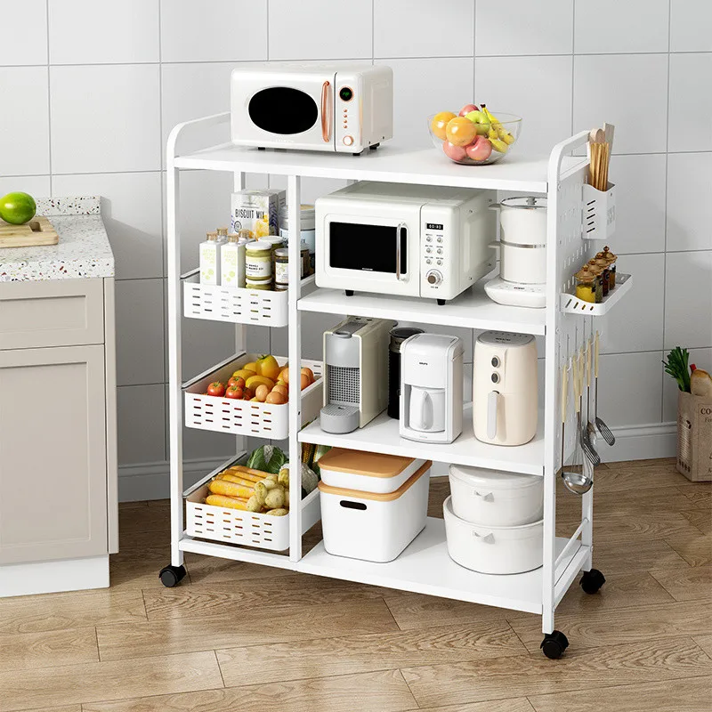 Kitchen Multifunctional Basket Storage Rack Household Fruit  Vegetable Floor Standing Multi-layer Storage Mobile Storage Rack