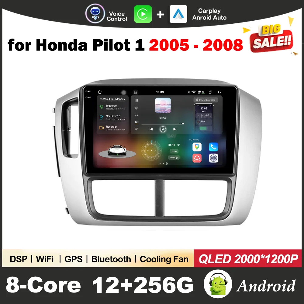 

Car Radio Video Mulltmedia Player 9 '' for Honda Pilot 1 2005 - 2008 Navi GPS Android OS Carplay WiFi+4G DSP Stereo Auto Tools